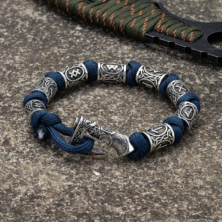 Norse Vikings Axes Wrap Bracelets Men Mjolnir Hammer Camping