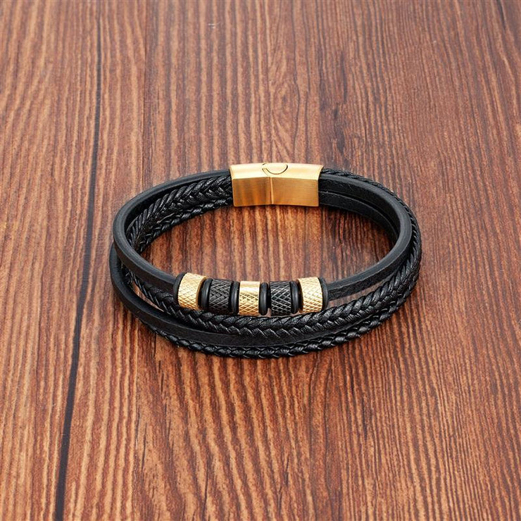 Luxury Stainless Steel Beaded Bracelet Fashion Men&