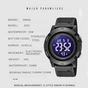 Fashion Digtial Sports Watch for Men Waterproof LED Back Light Stopwatch