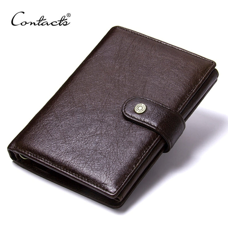 Genuine Cow Leather Wallet Men Hasp Design Short Purse With Passport