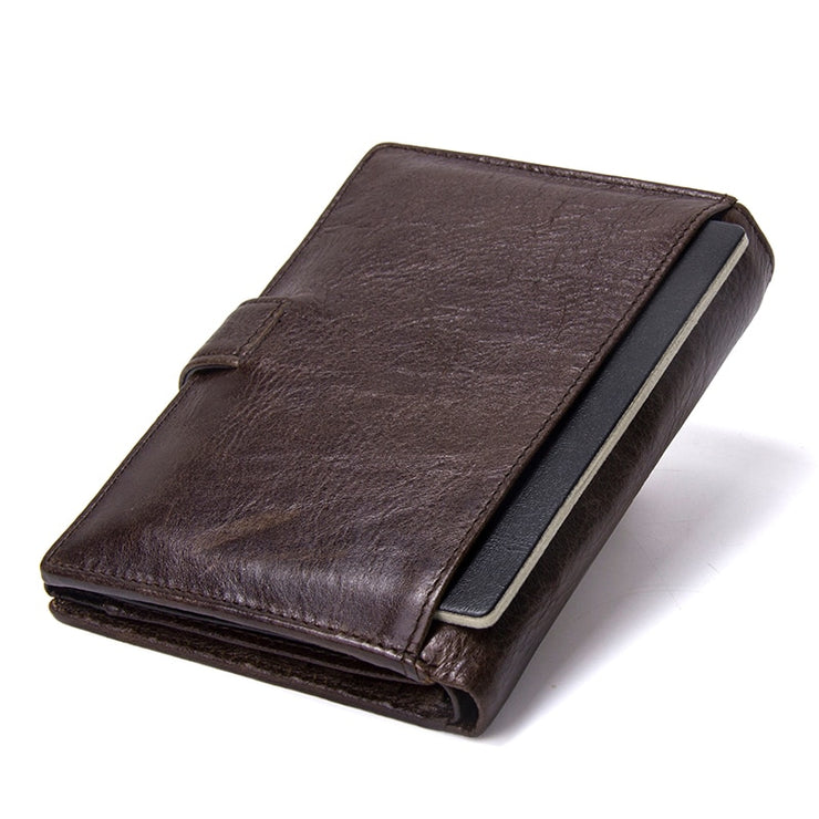 Genuine Cow Leather Wallet Men Hasp Design Short Purse With Passport