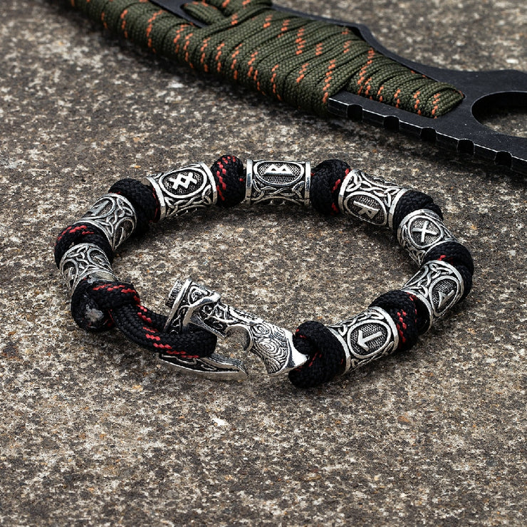 Norse Vikings Axes Wrap Bracelets Men Mjolnir Hammer Camping