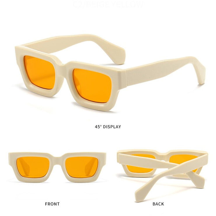 Retro Small Sunglasses for Women Men Vintage Chunky Square Thick