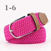 male Casual Knitted Pin Buckle Men Belt Woven Canvas Elastic