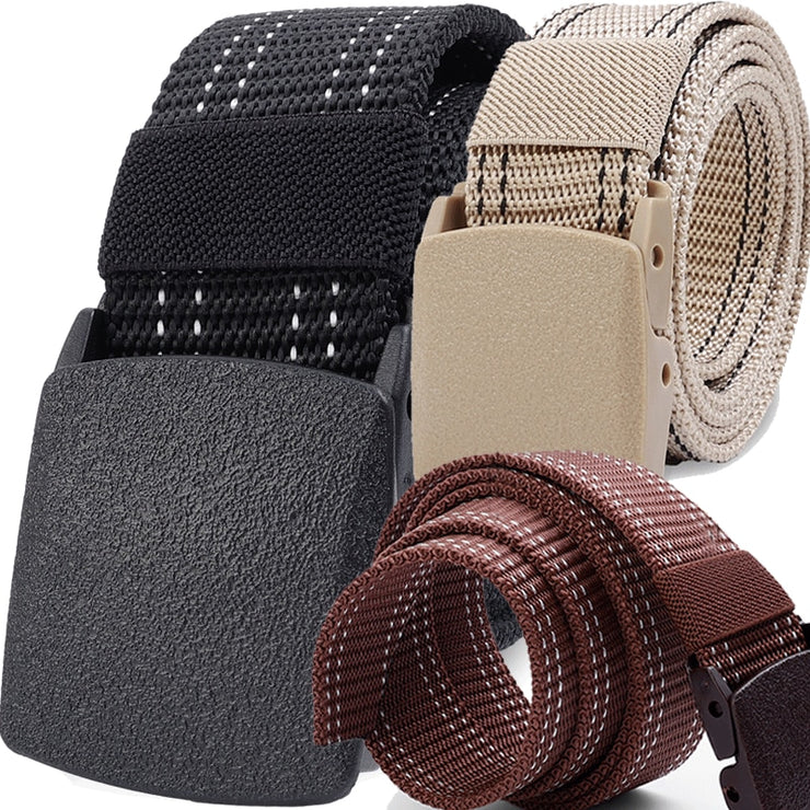 Men Nylon Webbing Belts Canvas Casual Fabric Tactical Belt Quality