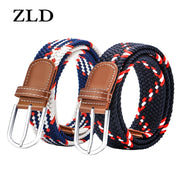 male Casual Knitted Pin Buckle Men Belt Woven Canvas Elastic