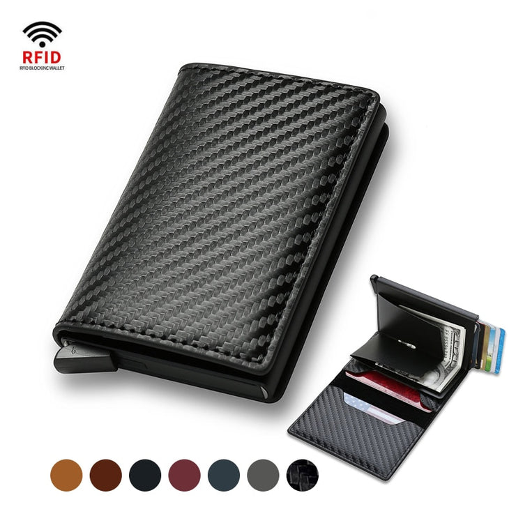 Carbon Fiber Credit Card Holder Wallets Men Brand Rfid Black Magic