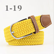 male Casual Knitted Pin Buckle Men Belt Woven Canvas Elastic