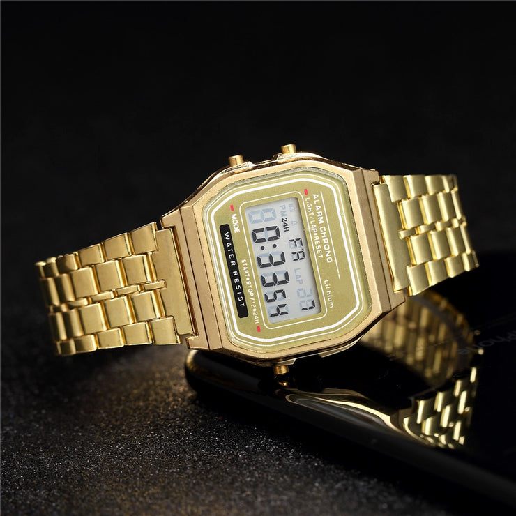 Digital Watches For Men Sports Waterproof Bracelet Clock Gold