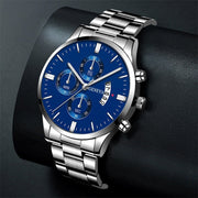 Luxury Fashion Mens Watches Silver Stainless Steel Quartz Wrist Watch