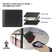 Genuine Leather RFID Blocking Slim Trifold Men Wallets with Coin Pocket