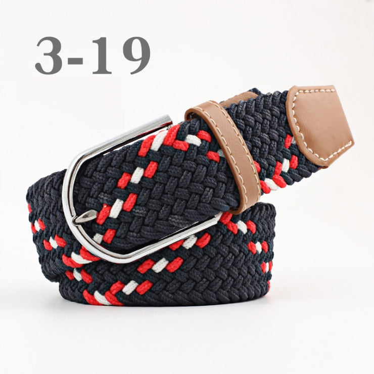 male Casual Knitted Pin Buckle Men Belt Woven Canvas Elastic