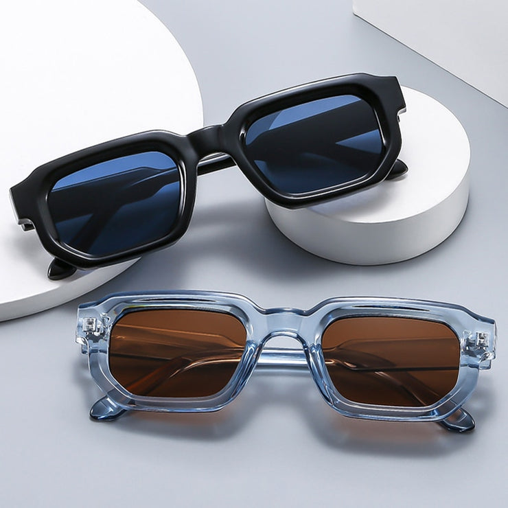 Fashion Square Sunglasses Women Shades UV400 Vintage Blue Tea