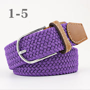 male Casual Knitted Pin Buckle Men Belt Woven Canvas Elastic