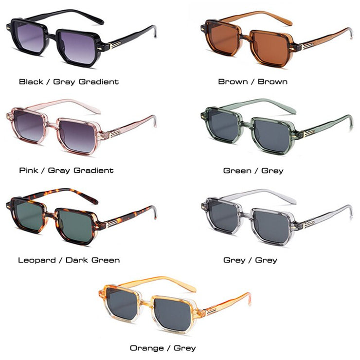 Retro Rectangle Rivets Men Punk Gradient Sunglasses Shades UV400 Fashion