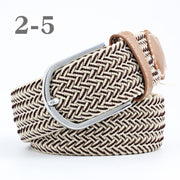 male Casual Knitted Pin Buckle Men Belt Woven Canvas Elastic