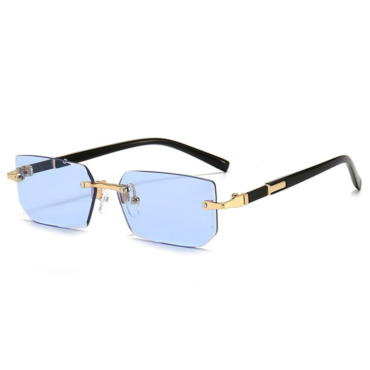 Rimless Sunglasses Rectangle Fashion Popular Women Men Shades Small