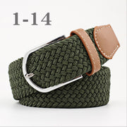 male Casual Knitted Pin Buckle Men Belt Woven Canvas Elastic