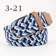 male Casual Knitted Pin Buckle Men Belt Woven Canvas Elastic