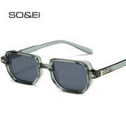 Retro Rectangle Rivets Men Punk Gradient Sunglasses Shades UV400 Fashion