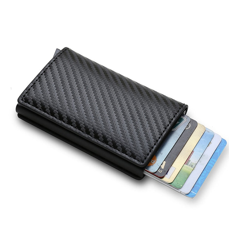 Carbon Fiber Credit Card Holder Wallets Men Brand Rfid Black Magic