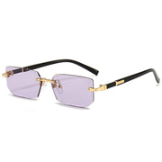 Rimless Sunglasses Rectangle Fashion Popular Women Men Shades Small