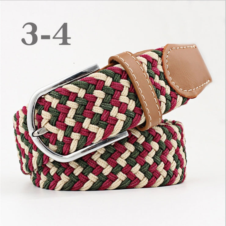 male Casual Knitted Pin Buckle Men Belt Woven Canvas Elastic