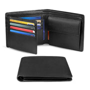 Genuine Leather RFID Blocking Slim Trifold Men Wallets with Coin Pocket