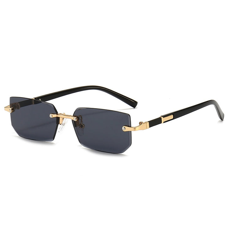 Rimless Sunglasses Rectangle Fashion Popular Women Men Shades Small