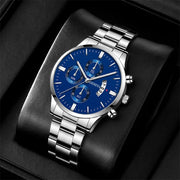 Luxury Fashion Mens Watches Silver Stainless Steel Quartz Wrist Watch