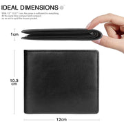 Genuine Leather RFID Blocking Slim Trifold Men Wallets with Coin Pocket