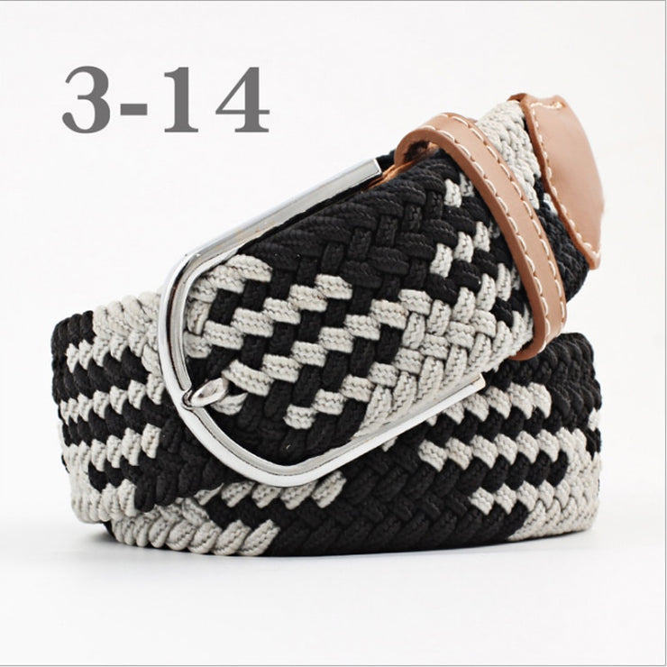 male Casual Knitted Pin Buckle Men Belt Woven Canvas Elastic