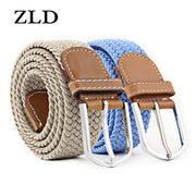 male Casual Knitted Pin Buckle Men Belt Woven Canvas Elastic