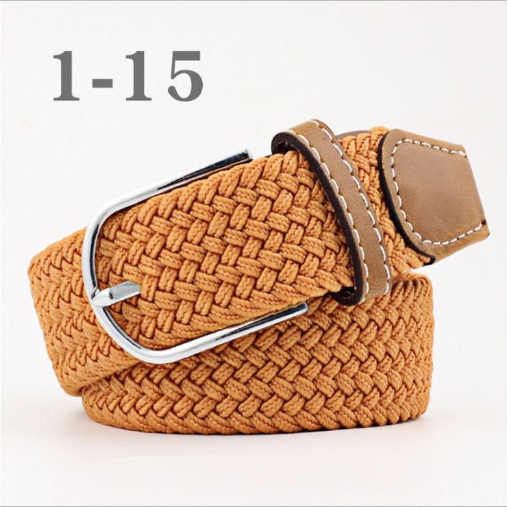 male Casual Knitted Pin Buckle Men Belt Woven Canvas Elastic